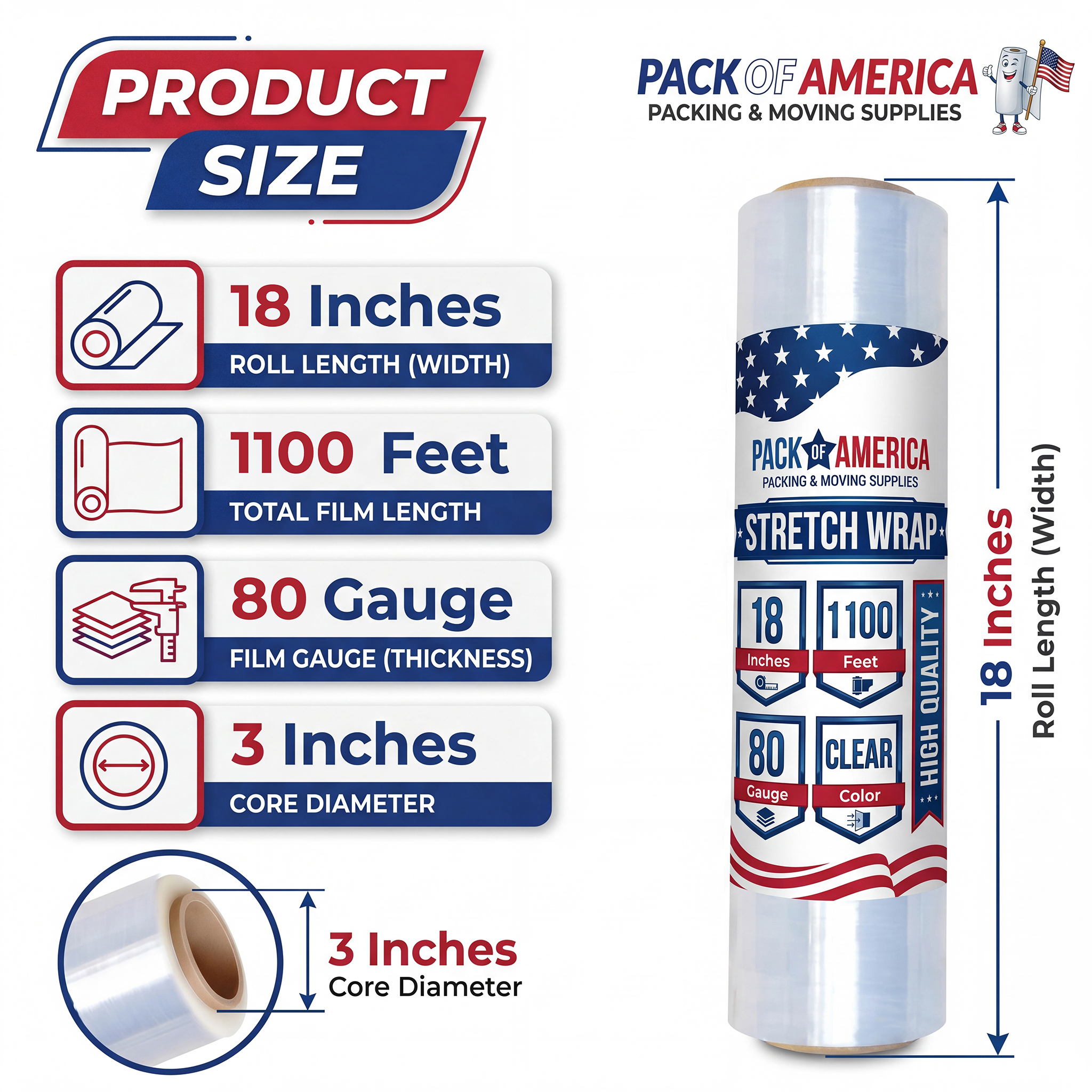 Stretch Film Clear - Industrial Heavy Duty Plastic Shrink Wrap